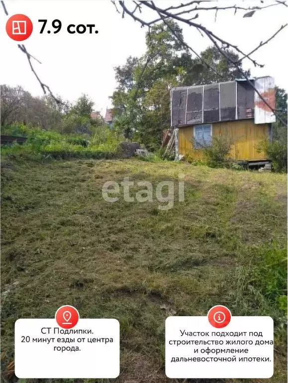 Участок в Хабаровский край, Хабаровск Подлипки СТ,  (7.9 сот.) - Фото 1