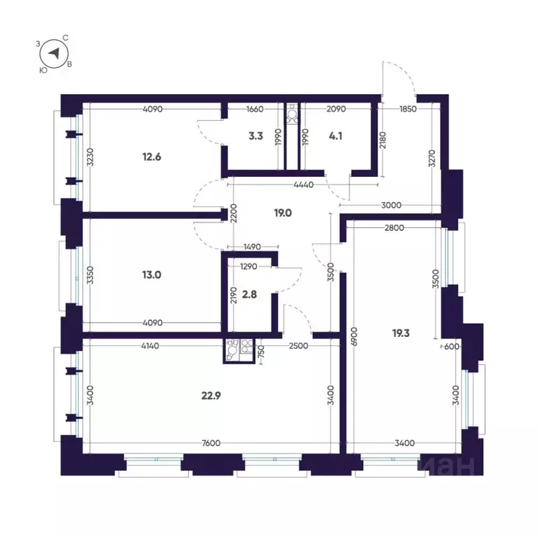 3-к кв. Санкт-Петербург наб. Реки Пряжки (97.0 м) - Фото 1