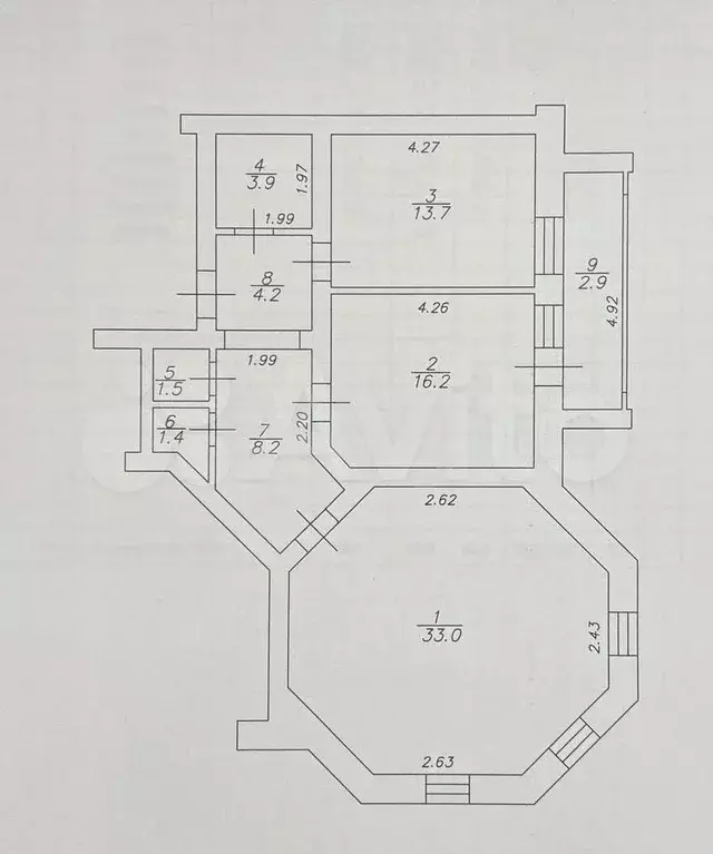 2-к. квартира, 82,1 м, 3/5 эт. - Фото 0