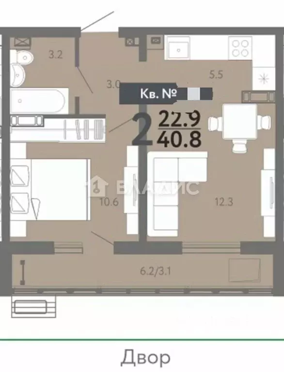2-к кв. Пензенская область, Пенза ул. Шмидта, 3к1 (42.0 м) - Фото 2