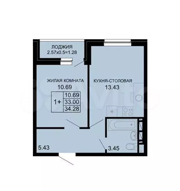 1-к. квартира, 34 м, 8/9 эт. - Фото 0