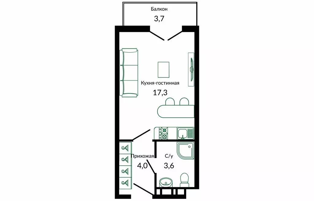 Квартира-студия: Сочи, улица Искры, 66/9к1 (24.9 м) - Фото 0
