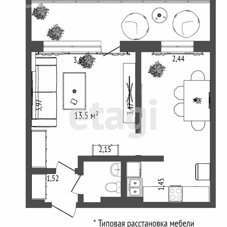 1-комнатная квартира: Тюмень, улица Бабарынка, 16А (30.2 м) - Фото 1