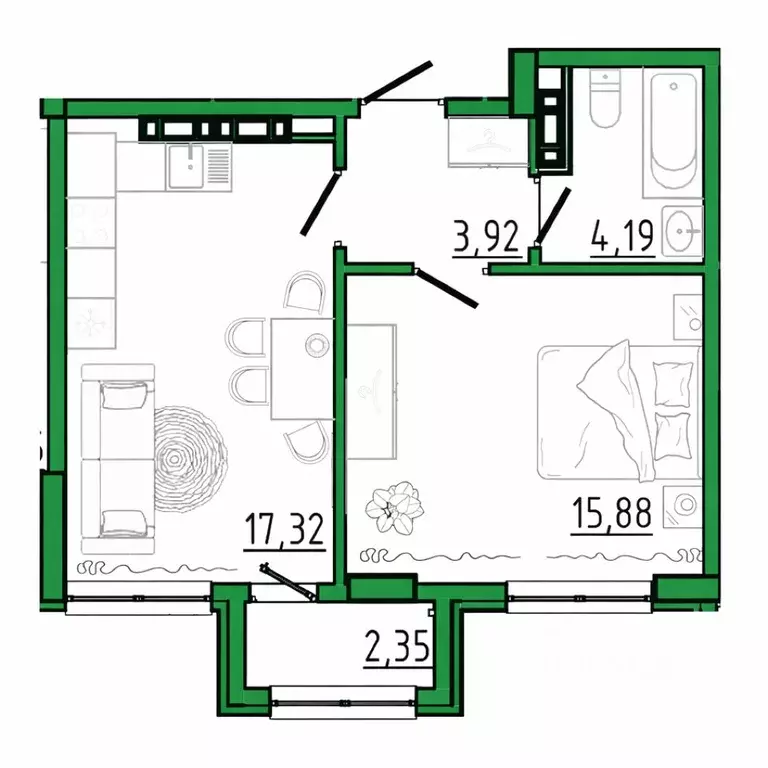 1-к кв. Крым, Белогорск  (42.02 м) - Фото 1