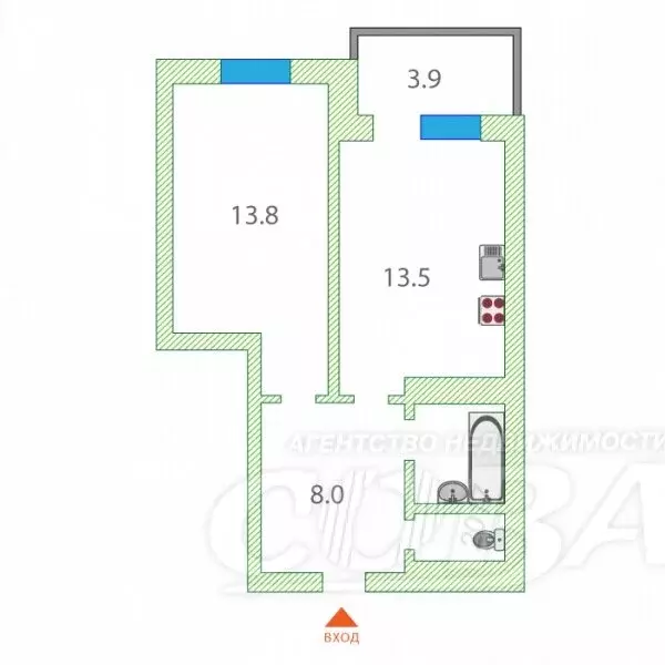 1-комнатная квартира: Тюмень, улица Мельникайте, 2к5 (39.8 м) - Фото 2