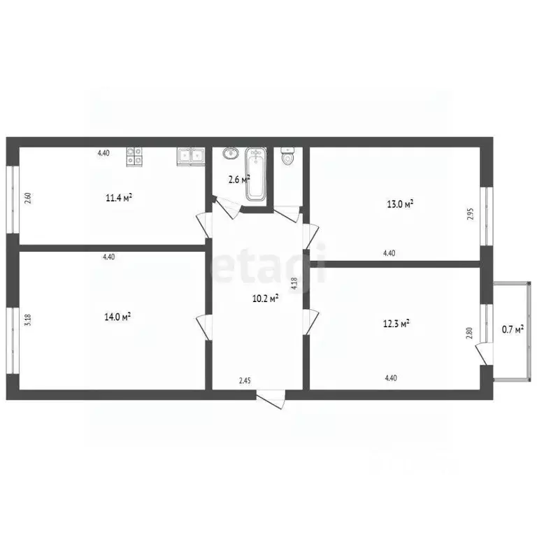3-к кв. Мордовия, Саранск Коммунистическая ул., 95 (63.5 м) - Фото 2