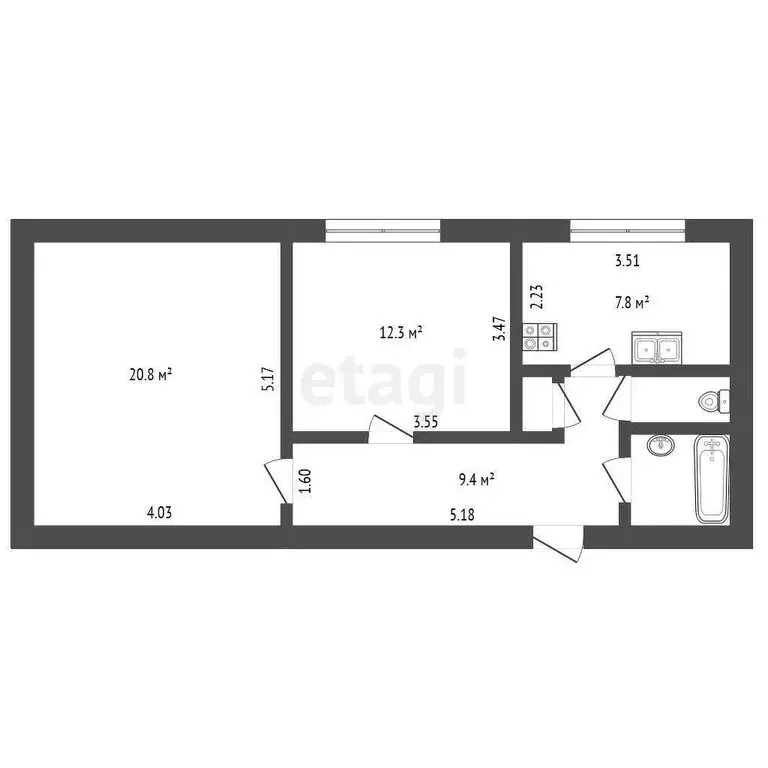 2-комнатная квартира: Санкт-Петербург, улица Есенина, 32к2 (46.3 м) - Фото 0