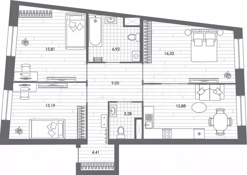 3-к. квартира, 85м, 6/7эт. - Фото 1