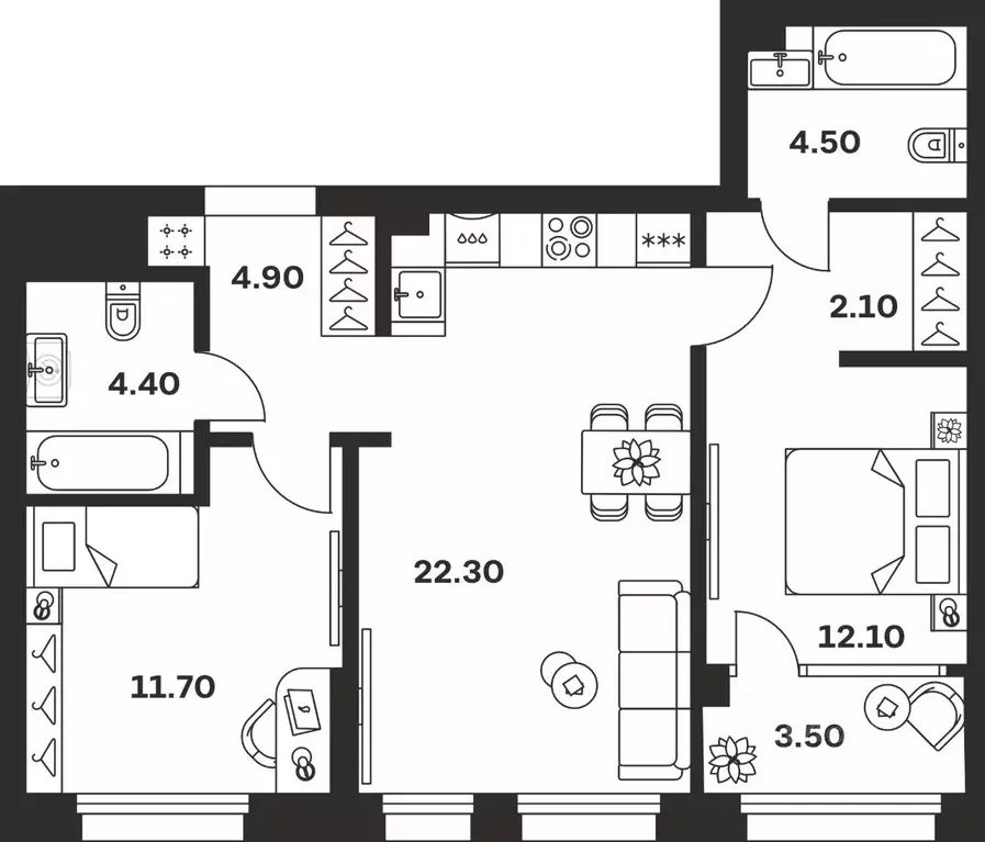 2-к кв. Тульская область, Тула ул. Михеева, 9А (65.5 м) - Фото 1