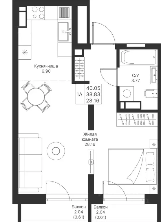 1-к кв. Татарстан, Казань Мой Ритм жилой комплекс, ПК14 (40.05 м) - Фото 2