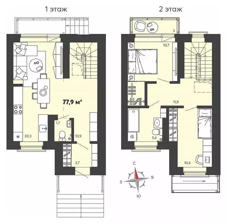 Таунхаус, 77.9 м - Фото 1