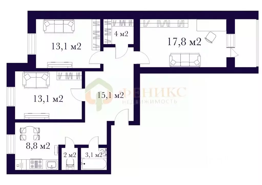 3-к кв. Ленинградская область, Сланцевский район, Новосельское с/пос, ... - Фото 2