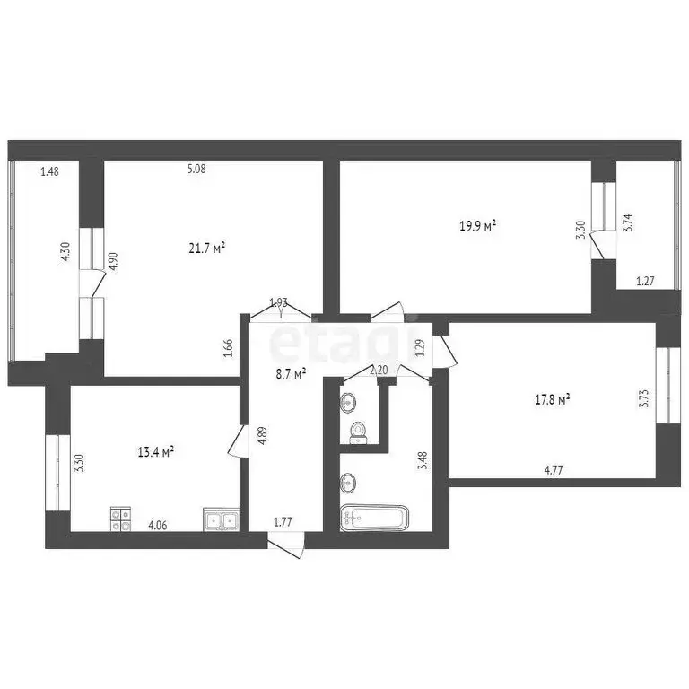 3-комнатная квартира: Тюмень, улица Червишевский Тракт, 94/1 (91.6 м) - Фото 0
