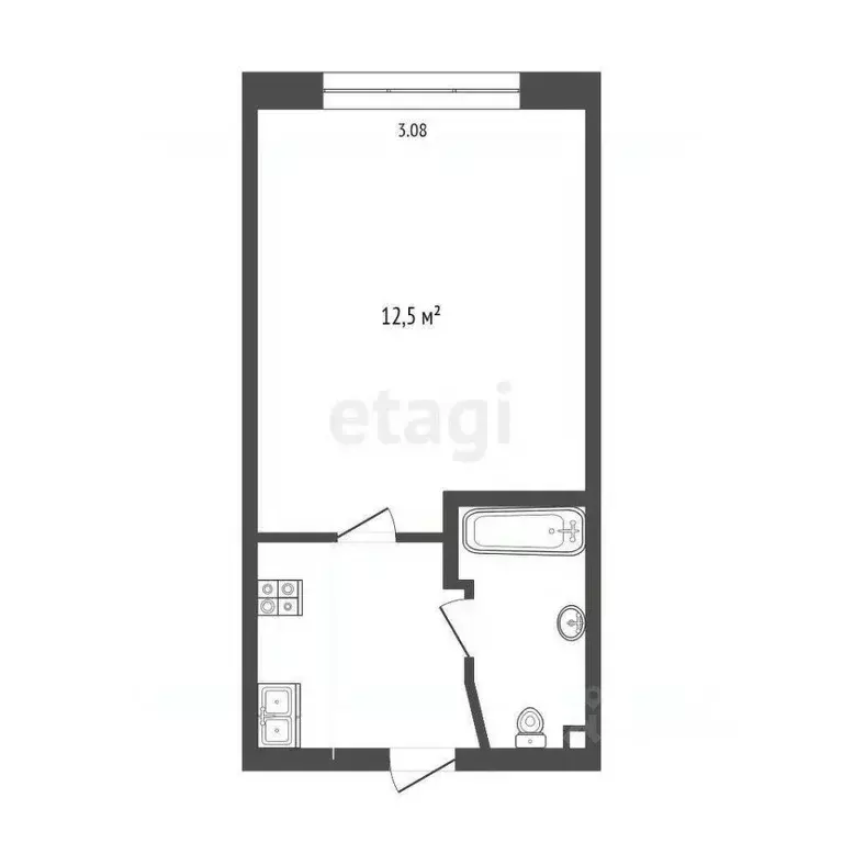 Студия Тюменская область, Тюмень ул. Энергетиков, 47 (17.5 м) - Фото 1