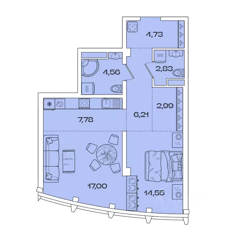 1-к кв. Иркутская область, Иркутск наб. Верхняя (60.65 м) - Фото 0