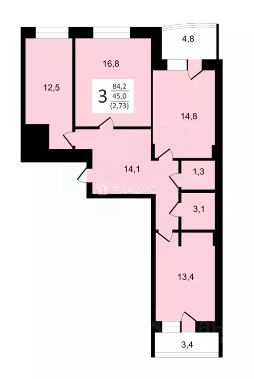 3-к кв. Московская область, Королев Октябрьский бул., 3 (84.2 м) - Фото 1