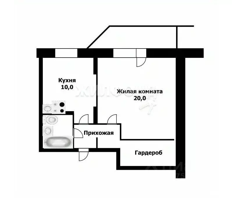 1-к кв. Новосибирская область, Новосибирск Волховская ул., 31 (45.9 м) - Фото 0