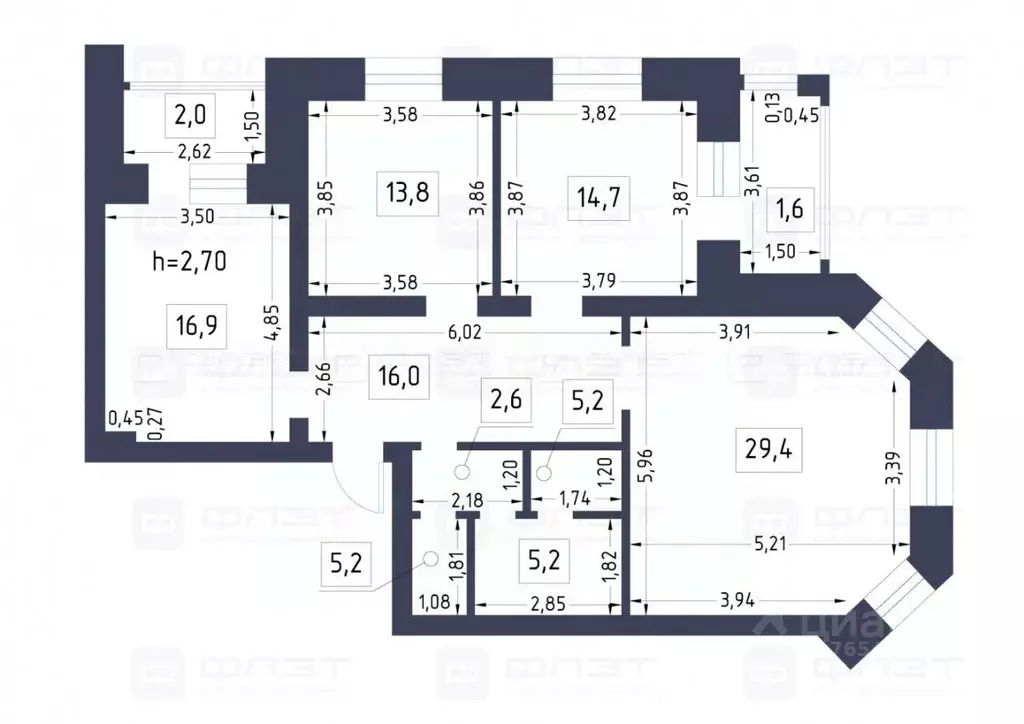 3-к кв. Татарстан, Казань ул. Баки Урманче, 9 (102.7 м) - Фото 2