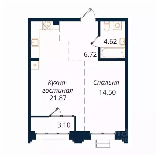 1-к кв. Иркутская область, Иркутск Байкальская ул., 246Б (50.5 м) - Фото 1