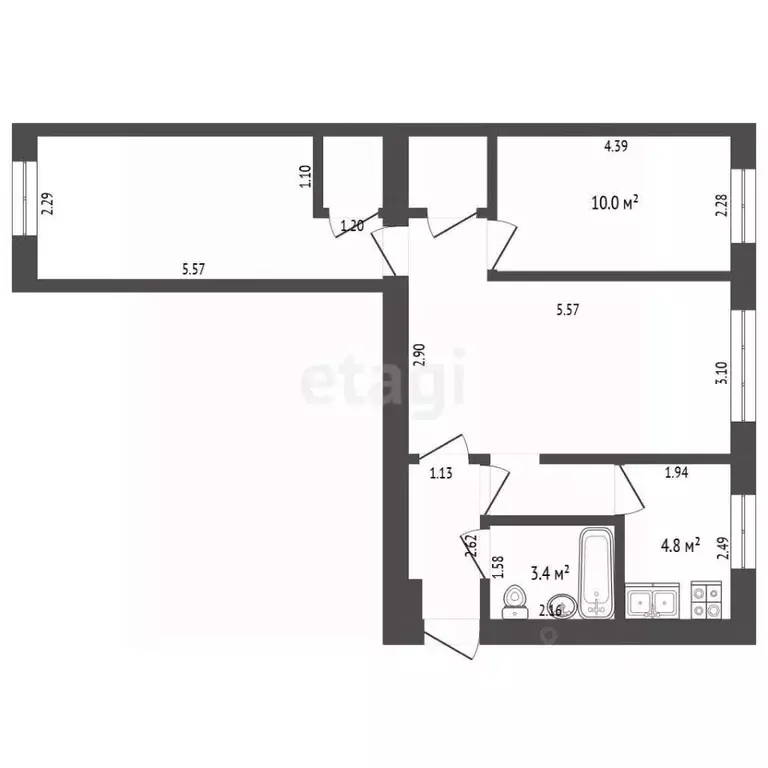 3-к кв. Башкортостан, Стерлитамак ул. Худайбердина, 132 (55.3 м) - Фото 2