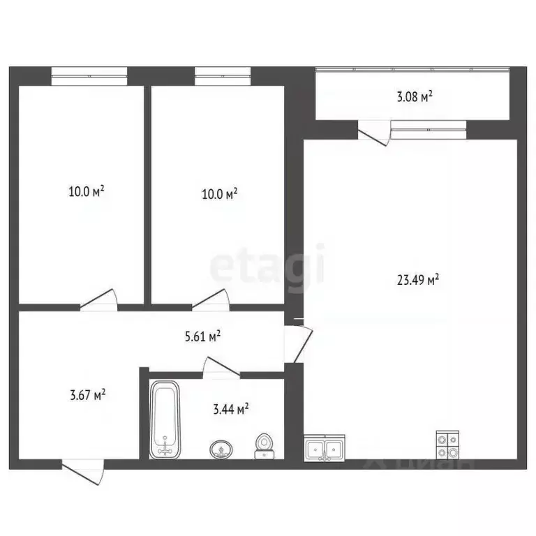 3-к кв. Томская область, Томский район, д. Кисловка, Северный мкр ул. ... - Фото 1