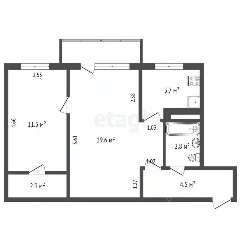 2-к кв. Ярославская область, Ярославль ул. Блюхера, 84 (45.9 м) - Фото 1