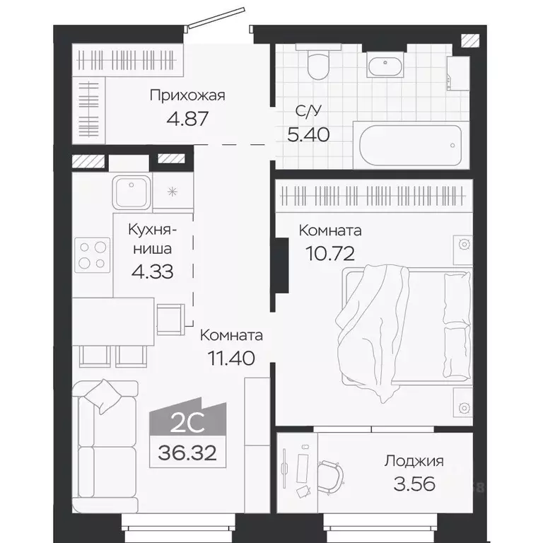 2-к кв. Новосибирская область, Новосибирский район, Краснообск рп ... - Фото 0