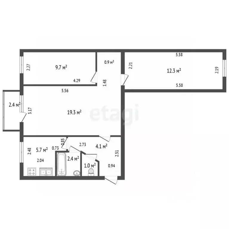 2-к кв. Санкт-Петербург, Санкт-Петербург, Кронштадт ул. Восстания, 58 ... - Фото 2