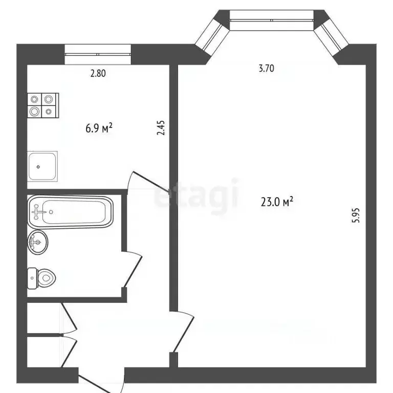 1-к кв. Ямало-Ненецкий АО, Новый Уренгой Железнодорожная ул., 48 (39.2 ... - Фото 2