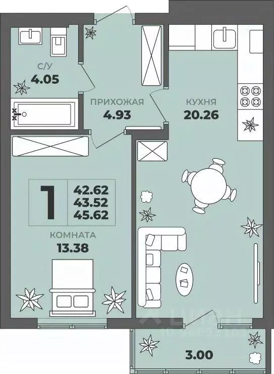 1-к кв. Калининградская область, Калининград ул. Генерала Толстикова, ... - Фото 1