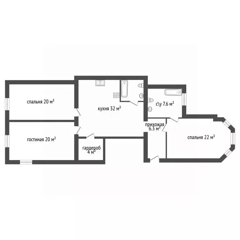 3-к кв. Санкт-Петербург Большая Пушкарская ул., 54 (106.0 м) - Фото 2