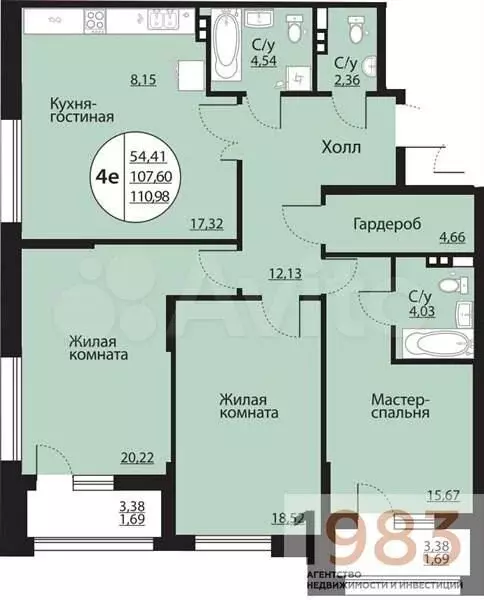 3-к. квартира, 111 м, 5/24 эт. - Фото 0