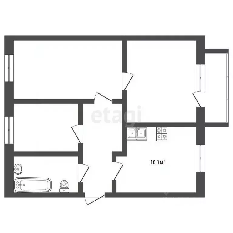 3-к кв. Татарстан, Альметьевск просп. Габдуллы Тукая, 23 (53.0 м) - Фото 2