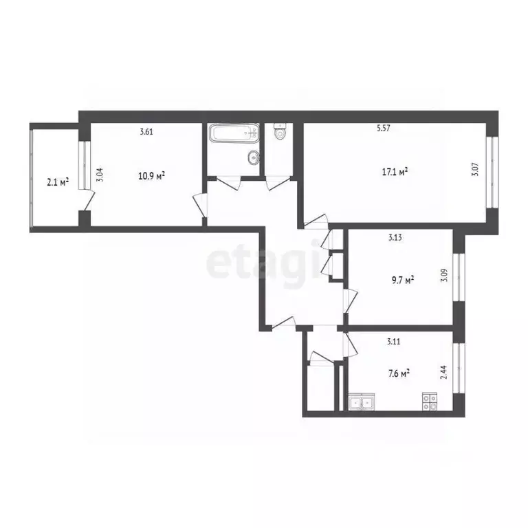 3-к кв. Псковская область, Псков ул. Лепешинского, 7 (62.5 м) - Фото 2