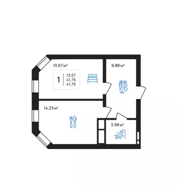 1-к кв. Липецкая область, Липецк ул. Железнякова, 8 (41.9 м) - Фото 2