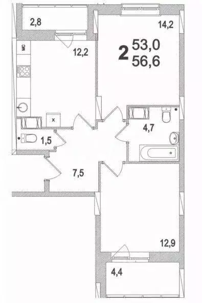 2-к кв. Тульская область, Тула ул. Павшинский мост, 1к4 (56.6 м) - Фото 1