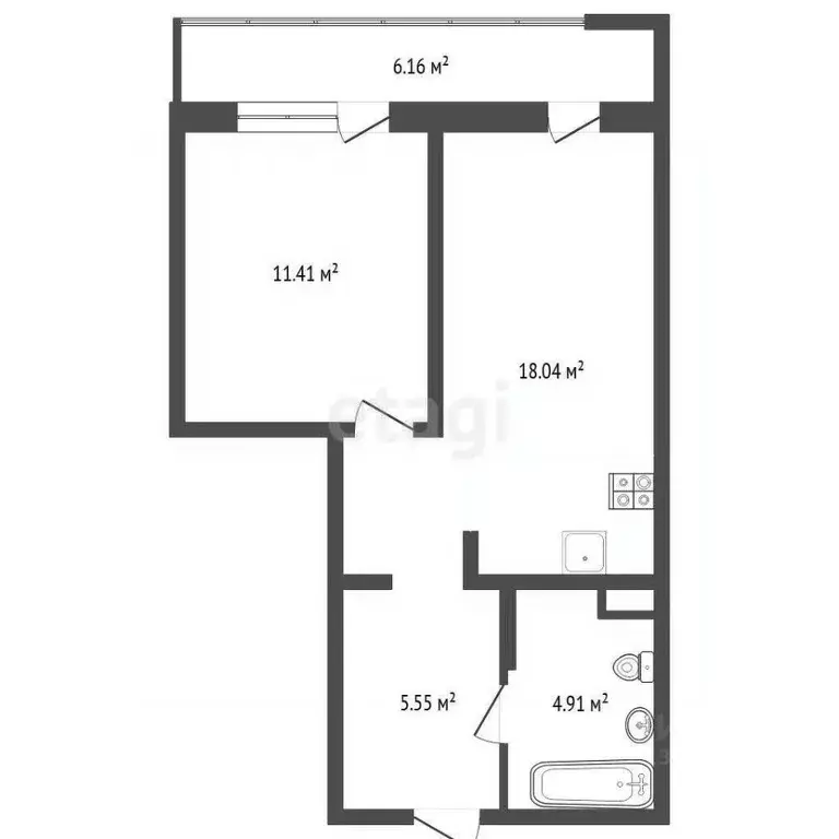 1-к кв. Тюменская область, Тюменский муниципальный округ, д. Дударева ... - Фото 2