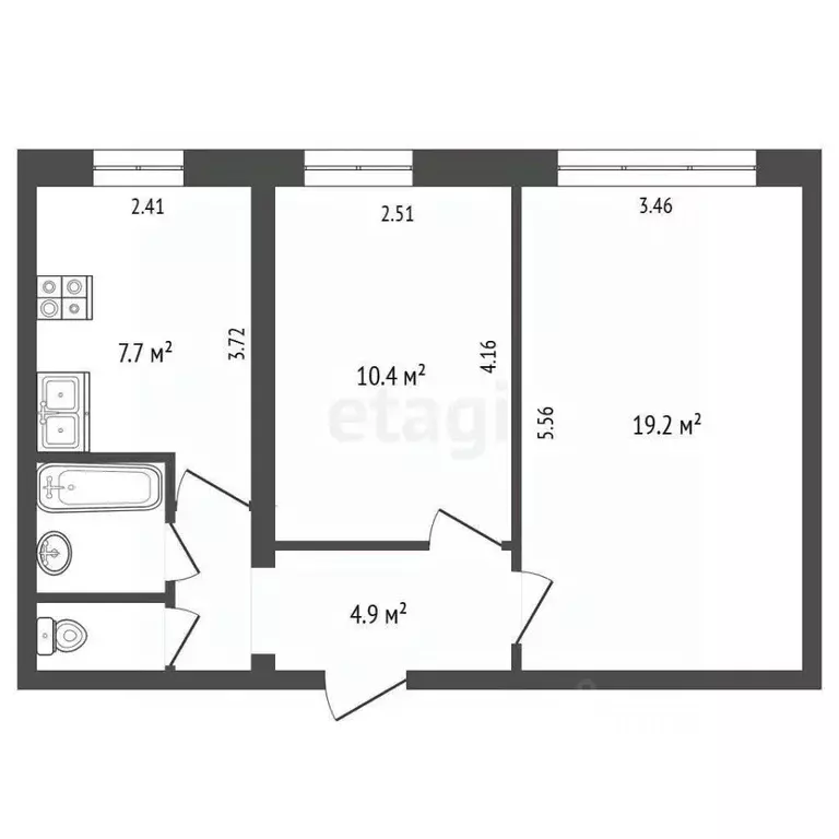 2-к кв. Камчатский край, Елизово ул. Рябикова, 51А (45.7 м) - Фото 2