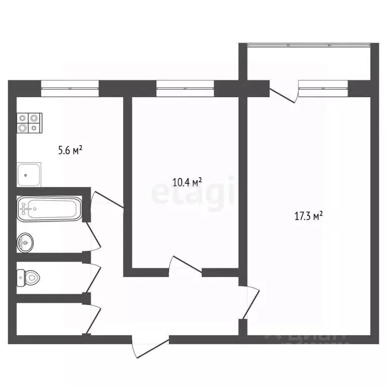 2-к кв. Архангельская область, Новодвинск ул. Димитрова, 19 (43.9 м) - Фото 2