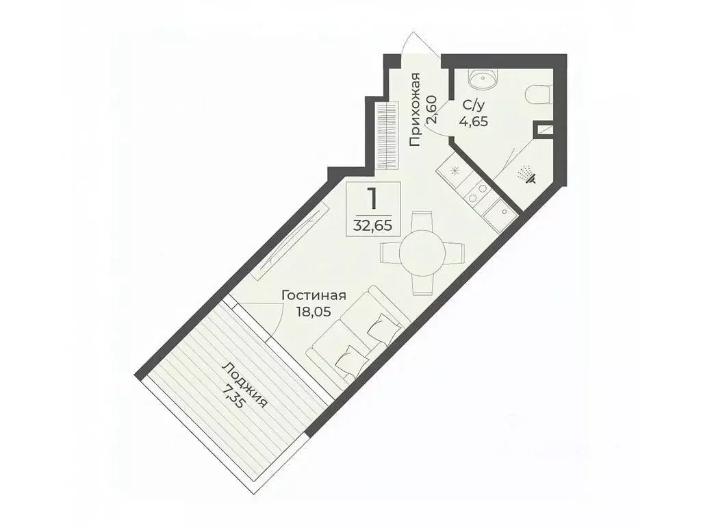 Студия Крым, Сакский район, с. Лесновка  (32.65 м) - Фото 0