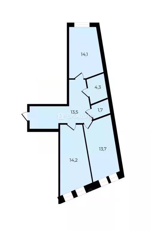 2-к кв. Санкт-Петербург бул. Балтийский, 4 (61.5 м) - Фото 1