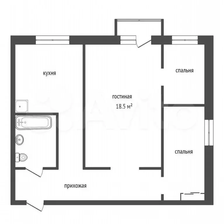 2-к. квартира, 41,9 м, 5/5 эт. - Фото 0
