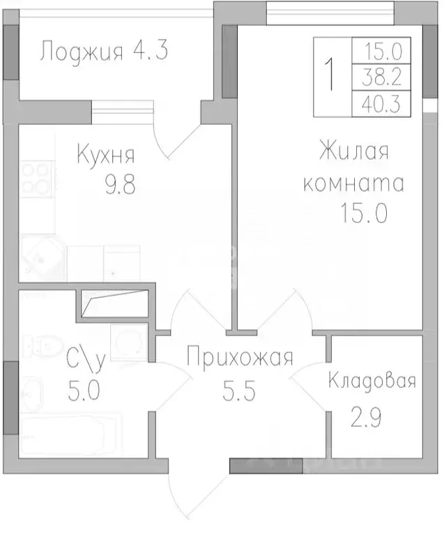 1-к кв. Липецкая область, Липецк ул. Тельмана, 120 (40.3 м) - Фото 2