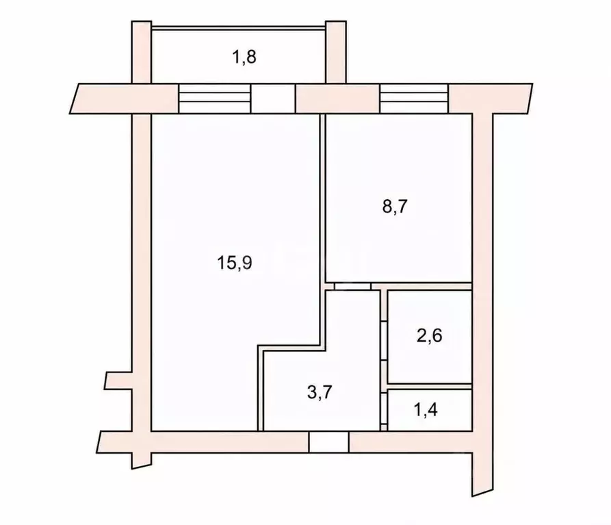 1-к кв. Чувашия, Чебоксары ул. М.А. Сапожникова, 4 (33.9 м) - Фото 2