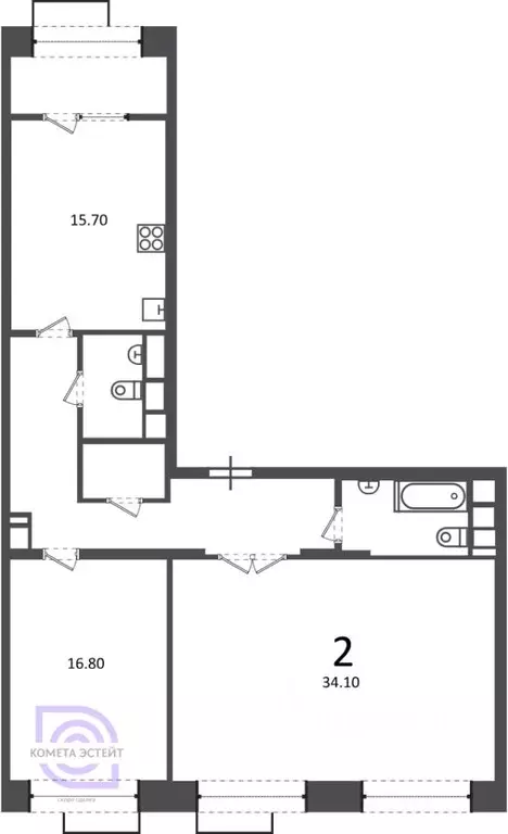 2-к кв. Москва Клинская ул., 2А (89.2 м) - Фото 1