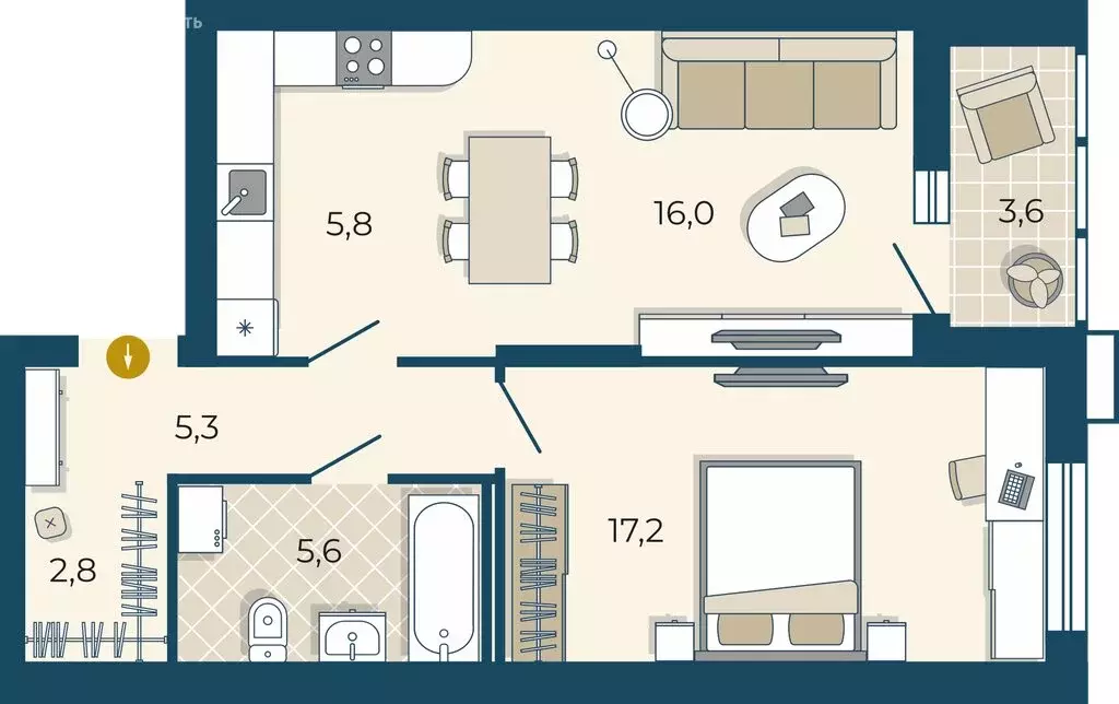 2-комнатная квартира: Екатеринбург, улица Викулова, 24 (54.5 м) - Фото 0
