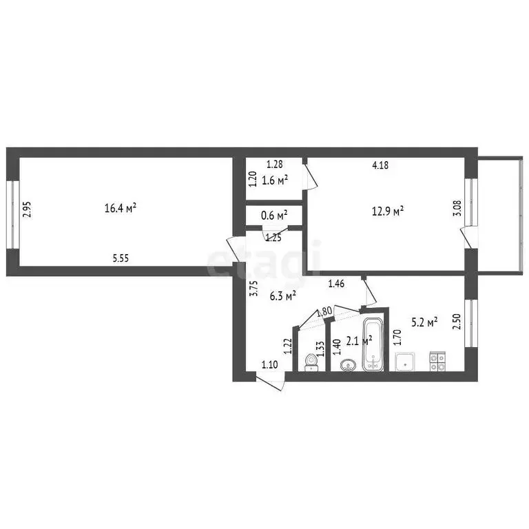 2-комнатная квартира: Пласт, улица Строителей, 3 (40.7 м) - Фото 0