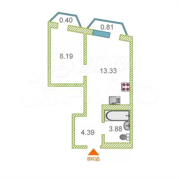 1-к. квартира, 31 м, 7/9 эт. - Фото 0