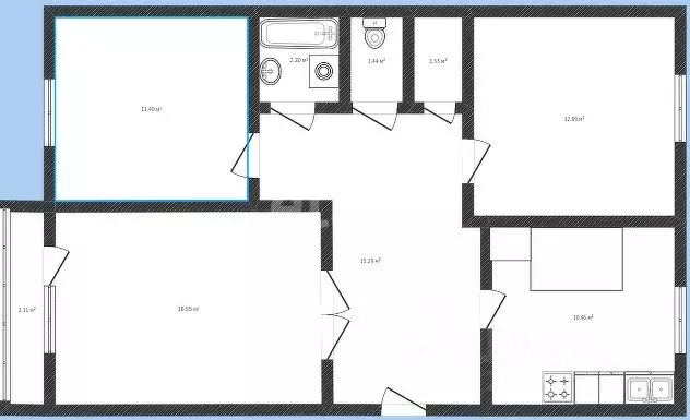 3-к кв. Удмуртия, Завьяловский район, с. Италмас 2 (62.2 м) - Фото 1