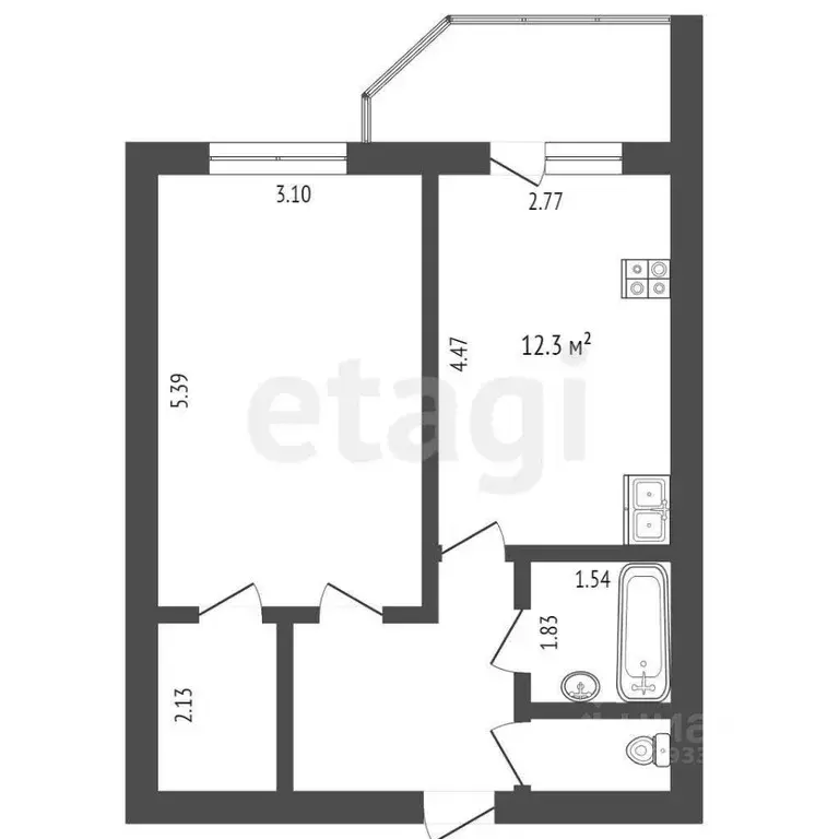 1-к кв. Тюменская область, Тюмень ул. Мельникайте, 138А/1 (43.4 м) - Фото 0